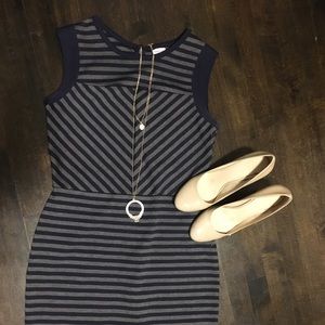 Work Perfect Merona Blue Stretchy Striped Dress